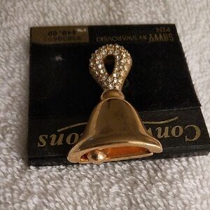 Savvy Swarovski Gold Bell Pendant with Crystals